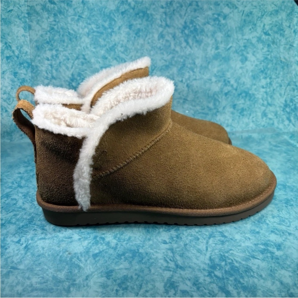 Koolaburra Women’s Light Brown Suede Mid Top Faux Fur Lined Boots Size 11